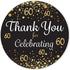 Black and Gold 60th Birthday Party Thank You Stickers, Set of 40 Stickers