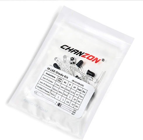 Chanzon 940nm IR Infrared LED Diode Kit, 5mm Emitter + Receiver, 20pcs Lighting Bulbs for Arduino Raspberry