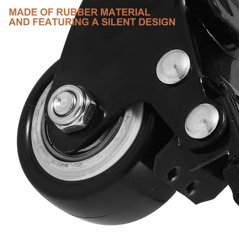 2pcs 2-inch Universal Silent Swivel Furniture Casters with Side Mount Plate, Plastic Mini Industrial Roller Wheels