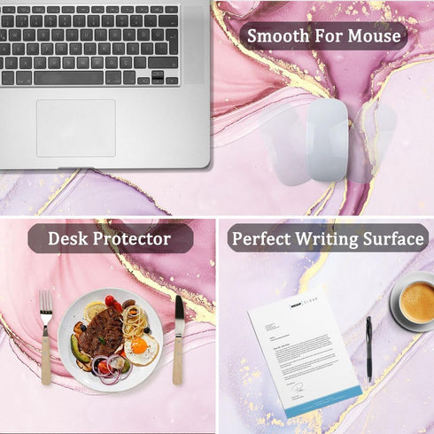 Aisakoc 35.5''x15.8'' Desk Mat Desk Mouse Pad, Dual Side PU Leather Desk Pad for Keyboard and Mouse, Large Waterproof