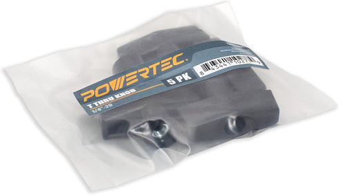POWERTEC 1/4"-20 T Knobs 5 Pack, Clamping Knobs with Steel Insert for T Track Bolts, Thumb Screw Knobs