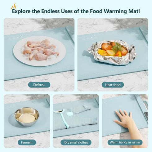 Countertop, 6 6 Warming Mat for Food, Food Warmer Mat for Electric Warming Tray with Level Temperature and Hours Timer
