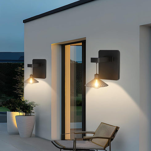 Bulb Outdoor Solar Powered Wall Light with Dusk to Dawn Wall Mount Sconce Anti-Rust Waterproof Hanging Wall Lantern