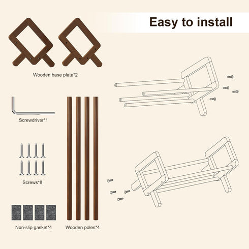Bamboo Desktop Bookshelf, Large Retro Brown Rack for Books, Magazines, Files, Tabletop Storage