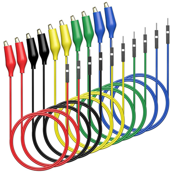 Goupchn Alligator Clips to Breadboard, Male Jumper Wires for Electrical Testing, Soft Flexible Silicone Test Leads