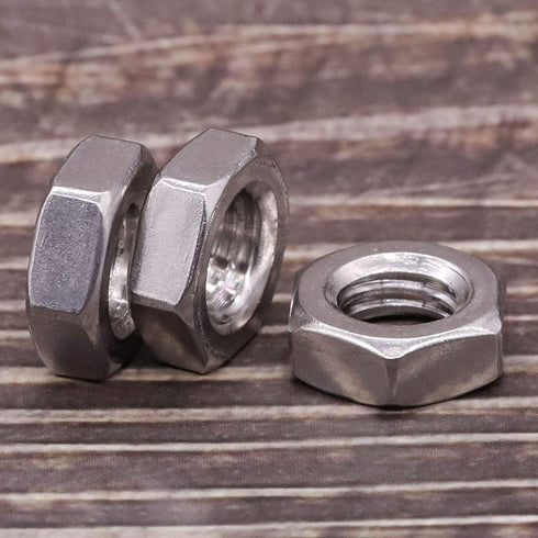 EASTLO 1/4-20 304 18-8, 50 UNC Stainless Steel Thin Hex Nuts Hexagon Jam Nuts, Stainless Steel Full Thread, Coarse