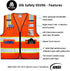 High Visibility Reflective Mesh Vest, Two Tone with Pockets and Zipper, ANSI Class 2 Compliant, Orange Mesh with Yellow