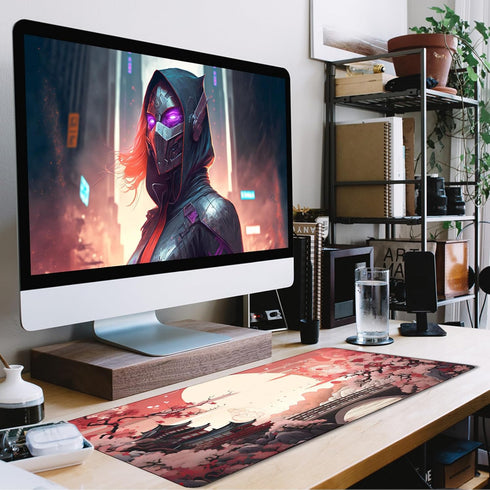 Jovlio 31.5" 15.7" Sunset Japanese Large Gaming Mouse Pad with Stitched Edges, x Large Extended Computer Pad, Mouse Pad