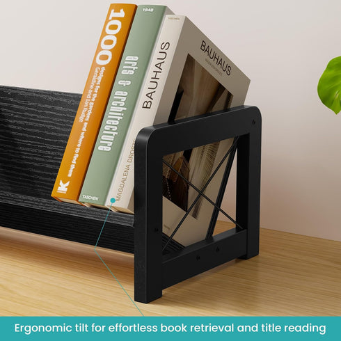 ELITEROO Desk Bookshelf, Small Book Shelf, Wooden Desktop Bookcase, Tilting Table Top Bookshelf for Home Office