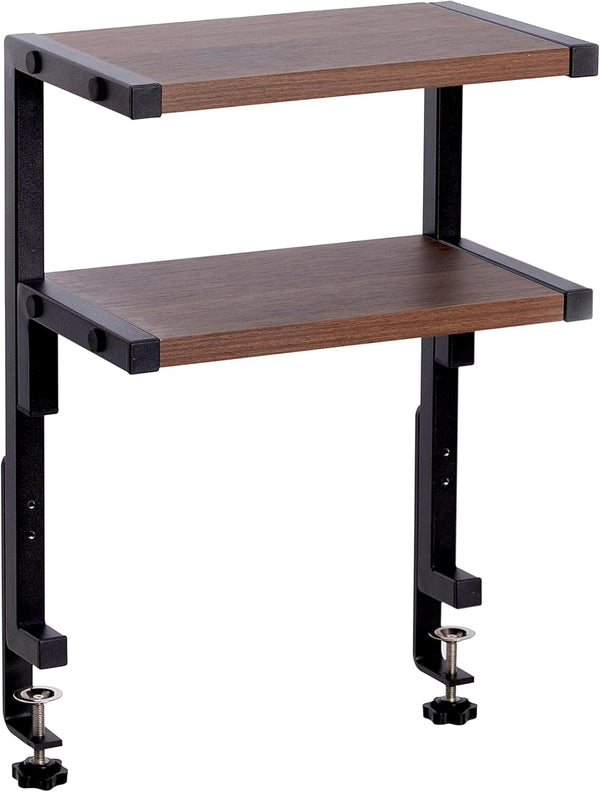 Clamp on Desk Shelf, 12.6 x 7 Inch 2-Tier Shelving Unit, Storage Tray for Office Home Desktop Organizer