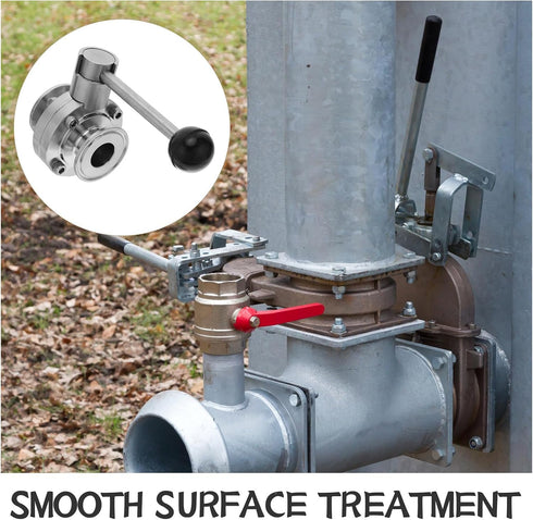 304 25 Stainless Steel Sanitary Butterfly Valve Food Grade with Handle, Tri-clamp Connection Standard Lightweight Valve