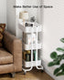 Pipishell 3 Tier Heavy-Duty Metal Rolling Utility Cart, Multifunctional Mesh Storage with 2 Lockable Wheels (White)