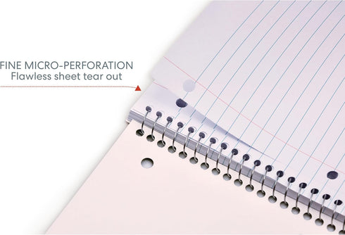 Spiral Notebooks, 1 Subject, 100 Sheets, Wide-Ruled, Thick Paper Resists Ink Bleed-Through, 4-Pack