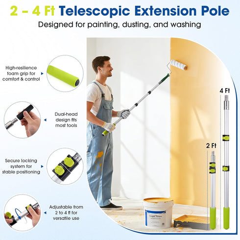 Noarixa 29 2 4 4"9" Set PCS Paint Roller Kit with Extension Pole, to FT Pole, Paint Rollers, Paint Brushes