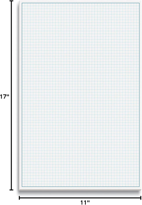Better Office Products Graph Paper Pad, 17" x 11", 25 Sheets, Double Sided Blueprint Paper with Blue Line Border