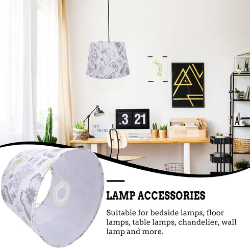 HAMPPLIES Fabric Round Lamp Shade for Table Wall and Floor Lamps Lightweight Soft Light Cover with Butterfly Print Easy