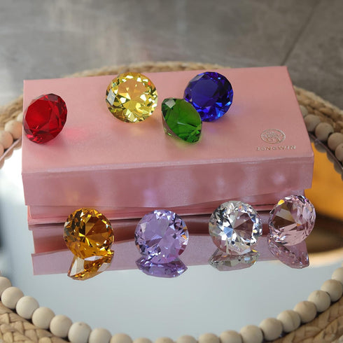 LONGWIN 30mm Crystal Diamond Paperweight, Multicolor Pirate Gems Birthstone Table Decorations