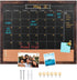 Chalkboard Calendar and Bulletin Combo Board, 18" x 22", Brown Wooden Frame, Magnetic, Perfect for Office, Home School,