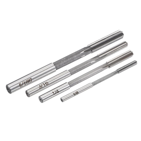 uxcell Chucking Reamer Set, 1/8" 3/16" 1/4" 5/16" H7 Accuracy High Speed Steel for Bore Machining
