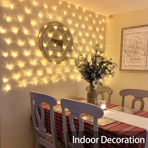 echsoari Battery Operated Net Lights, 100 LED Fairy Lights with Remote Timer for Party Decor