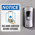 14 10 inch 55 SmartSign x Notice - Use Hand Sanitizer Before Entering Sign, Digital Printing, mil HDPE Plastic, Blue