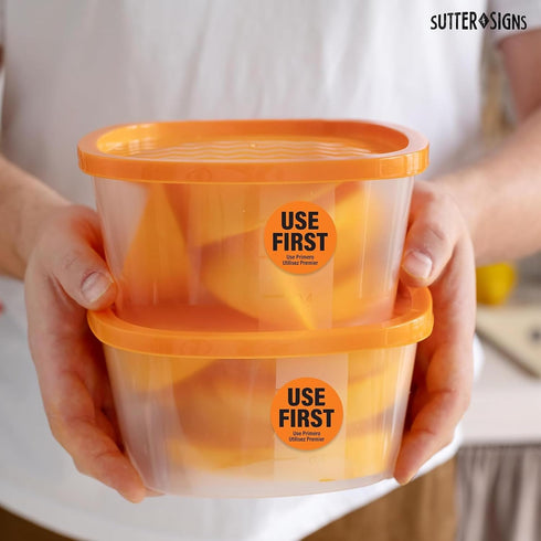 1000 1.5-inch Labels Use First Stickers for Food Service, Wide, Orange by Sutter Signs