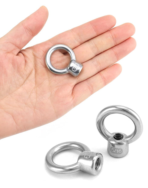 QWORK 10 Pack, 5/16" 316 Lifting Eye Nut, UNC Marine Grade Stainless Steel