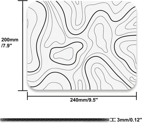 Audimi Topographic Contour Mouse Pad, Minimalist Topographic Map Mouse Pad for Laptop Wireless Mouse Home Office Travel, Home Office Work 9.5x7.9 Inch (24X20X0.3Cm)