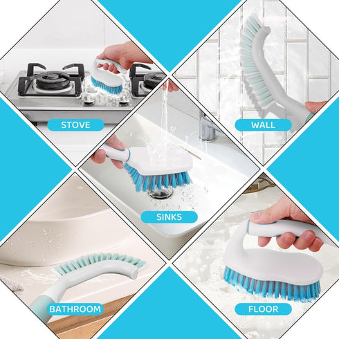 3 Pack Set, Scrub Brush Heavy-Duty Scrub Scrubbing Brushes for Cleaning, Grout Brush with Stiff Bristles Cleaning Brush