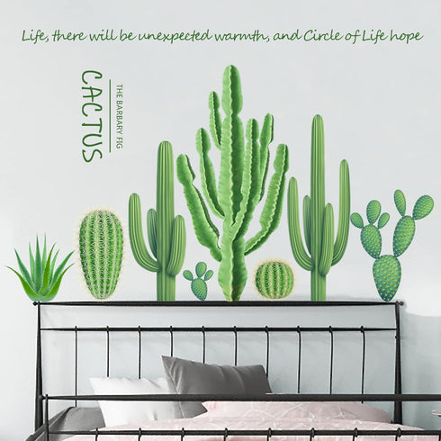 Stickers(25 37 Inch) Maydahui Cactus Wall Decals Green Succulent Plant Wall x Peel Stick Inspirational Quotes Tropical