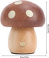 Dimmable Small Wood Mushroom Lamp, LED Rechargeable Bedside Touch Lamp, Portable Battery Mushroom Table Lamp