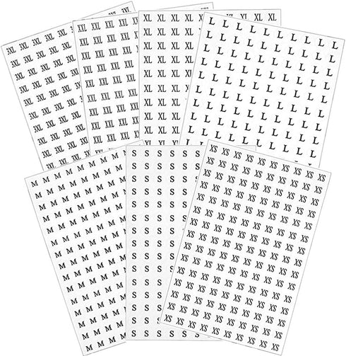 DERAYEE 4200 Pcs Clothing Size Round Stickers, 1/2” White Adhesive Labels for Apparel Circle Size Labels, 7 Sizes
