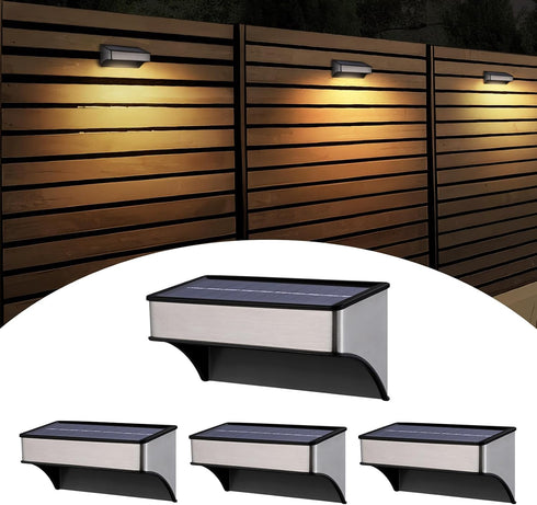BRIGHTRIGHT 4 Pack 8 Solar Deck Lights Outdoor Waterproof - Step Lights for Stairs & Fence, Color Changing Security