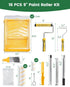 9 Inch 4 inch, 16 Set VOOMEY Paint Roller Kit with Extension Pole - Paint Roller with Tray, Mini Paint Roller Small