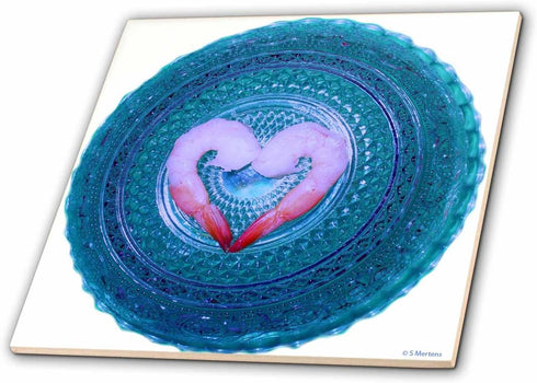 3dRose Shrimp on a Blue Crystal Bowl 8 Inch Ceramic Tile