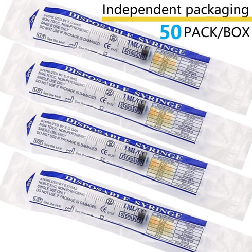 1cc 1ml Sterile Lab Utensils with 25 Gauge 5/8 Inch for Scientific Research, Industrial Dispensing - Pack of 50
