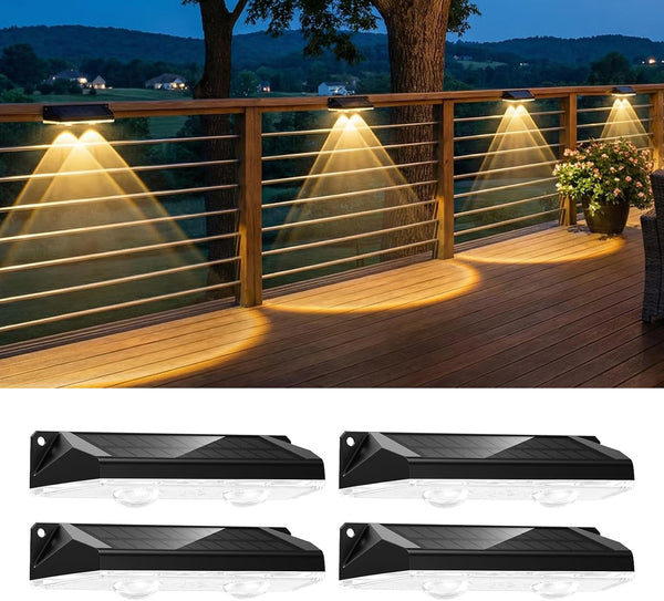 Brightown 4 Pack Solar Lights Outdoor Waterproof, Color Changing Solar Fence Deck