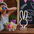 Welpurch Bunny Shape LED Neon Signs, Colorful Rainbow Rabbit Neon Lights USB/Battery Powered Night Lights with Base