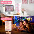 Lonfliness Pink Bow Kids Table Lamp Kids Bedside Lamp Bedroom LED Night Light with Linen Wooden Nightstand Cartoon
