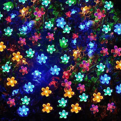 Fairy Flower String Lights Outdoor, 33 Feet 100LED Starry Cherry Blossom Lighting for Christmas Halloween Wedding Party