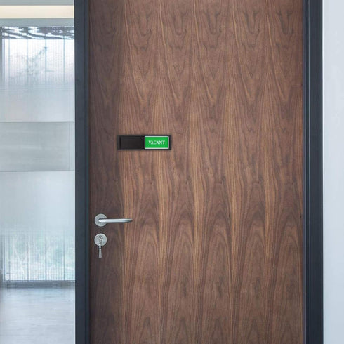 Privacy Sign - Vacant Occupied Indicator for Home Bathroom Office, Easy to Read Magnetic Slider - Black