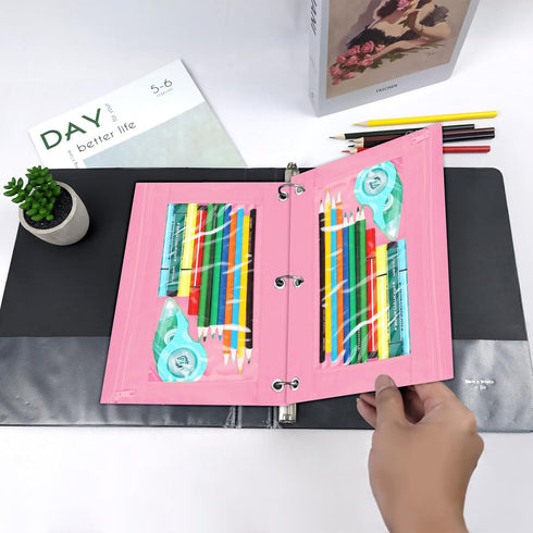YoeeJob Pencil Pouch for 3 Ring Binder, Zipper Binder Pencil Pouches Bulk, Pale Pink, 24 Packs
