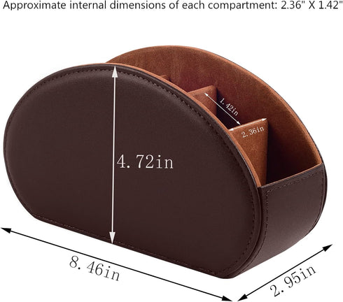 5 Tv Remote Holder Tray with Compartment,PU Leather Remote Control Holder/Caddy,Placed Media Remote Storage