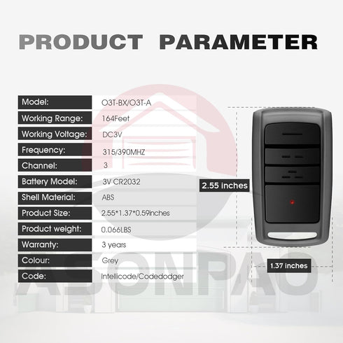 ASONPAO 2 O3T-BX O3T-A Opener5 for Overhead Door Remote - Compatibe with All CodeDodger Overhead Door Garage Door Year