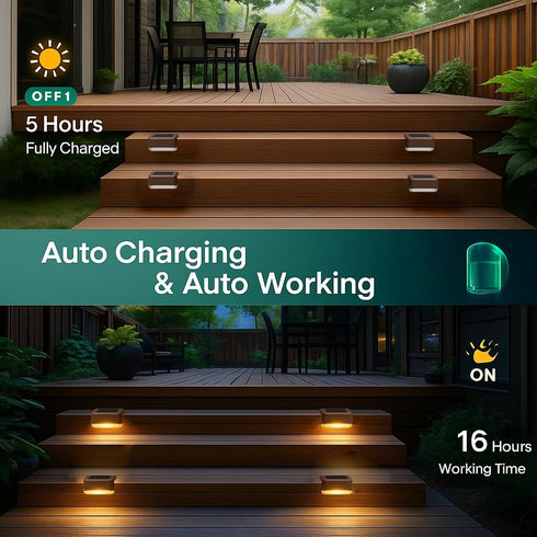16 Pack, Solar Deck Lights Outdoor Peel And Stick Deck Railing Lights, Long-lasting & Durable Waterproof For Outdoor