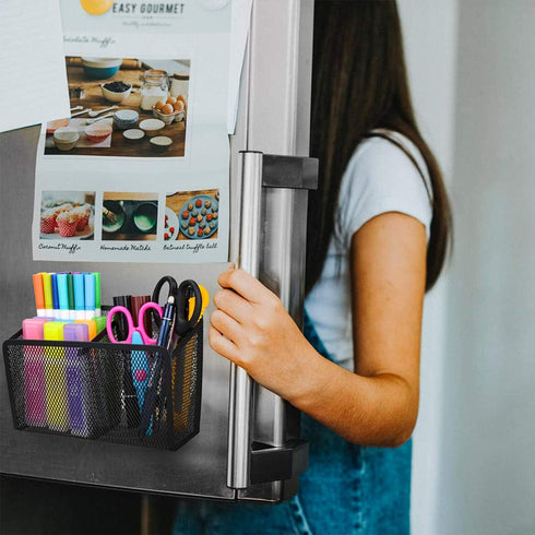 Magnetic Pencil Holder, Metal Strong Magnet Pen Cup for Whiteboard, Refrigerator, Locker Accessories, Classroom Supplies