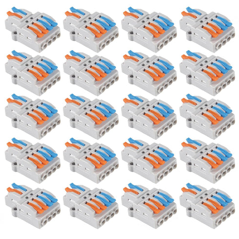 DIANN 20pcs Lever Wire Connectors 2 in 4 Out Quick Wiring Cable Connector