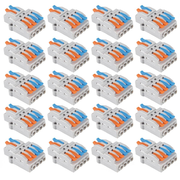 DIANN 20pcs Lever Wire Connectors 2 in 4 Out Quick Wiring Cable Connector