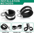50PCS Stainless Steel Cable Clamps Assortment Kit with Screws, 7 Sizes 1/8" to 3/4" Rubber Coated Insulated