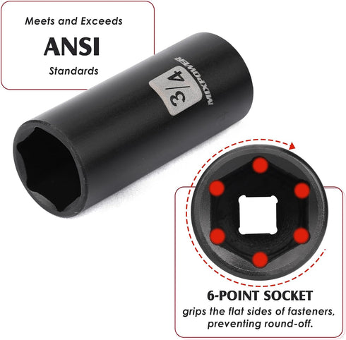 3/8" Set, 6 49 Sizes-5/16-Inch 3/4-Inch 8-22 mm, 3/8'' Set MIXPOWER Drive Deep Impact Socket Point, Piece Standard SAE